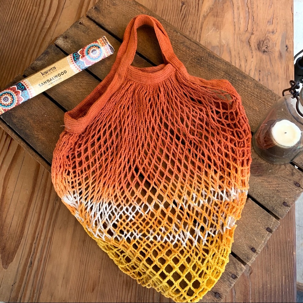 ✨HAND DYED FRENCH MKT STRING NET BAG SHORT HANDLE - Picture 4 of 7